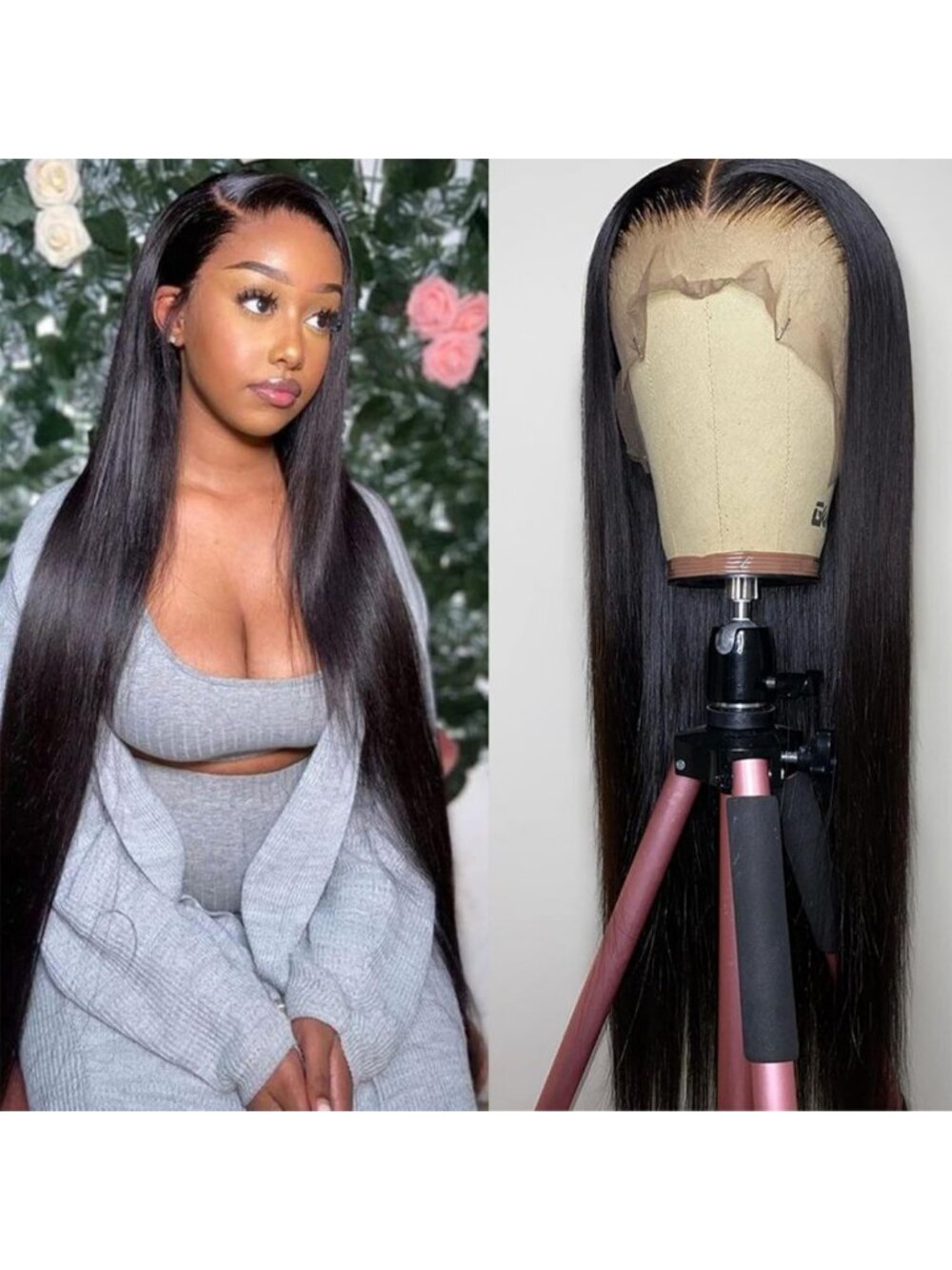 Straight Lace Front Wigs Human Hair 13x4 HD Lace 180 Density 30In Black